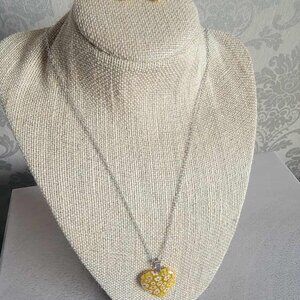 Yellow Murano Style Necklace and Earring Set
